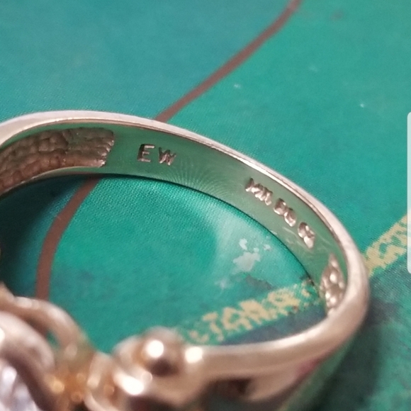 vintage 14k Diamonique Cz barbell shank unique gold ring - Picture 7 of 16